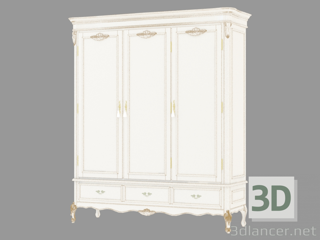 modello 3D muro Armadio BN8829 (bianco con patina d'oro) - anteprima