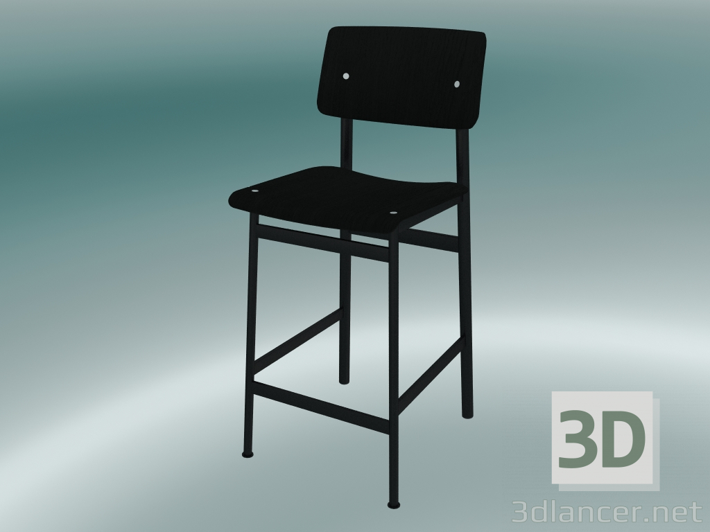 3d model Silla de bar Loft (65 cm, negro) - vista previa