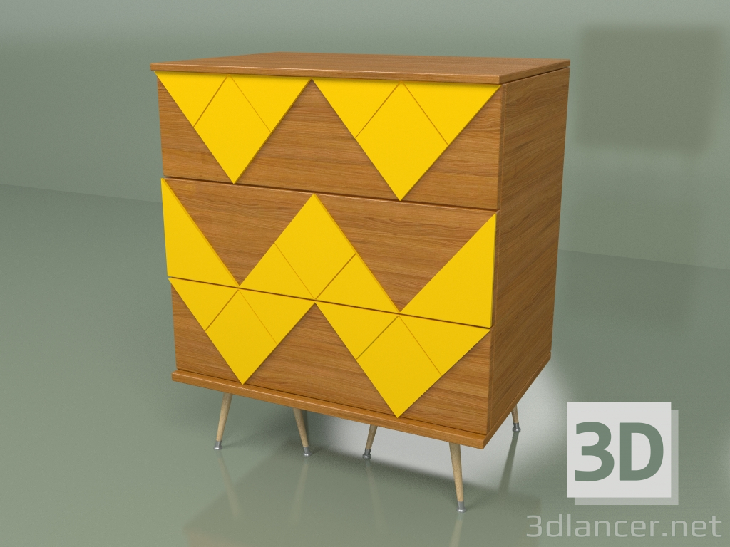 3d model Cajonera Lady Woo con patrón de color (amarillo mostaza) - vista previa