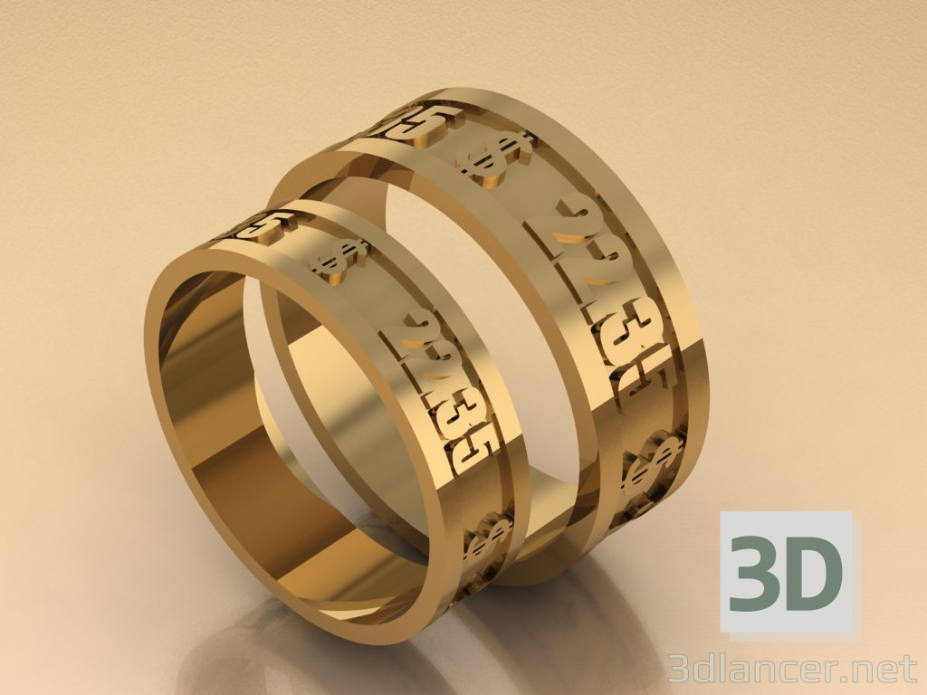 Modelo 3d anel de dinheiro - preview