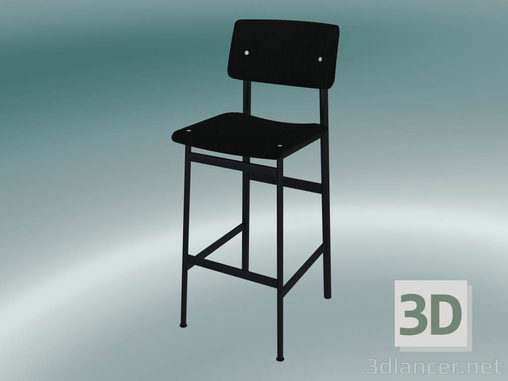 3d model Silla de bar Loft (75 cm, negro) - vista previa