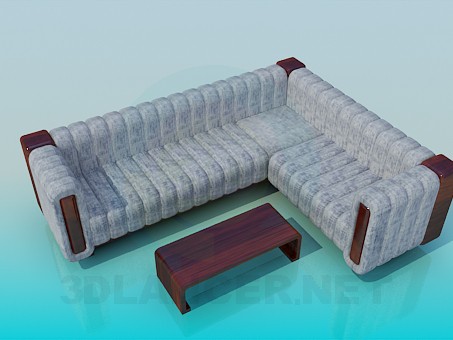 3d model Corner sofa with coffee table - preview