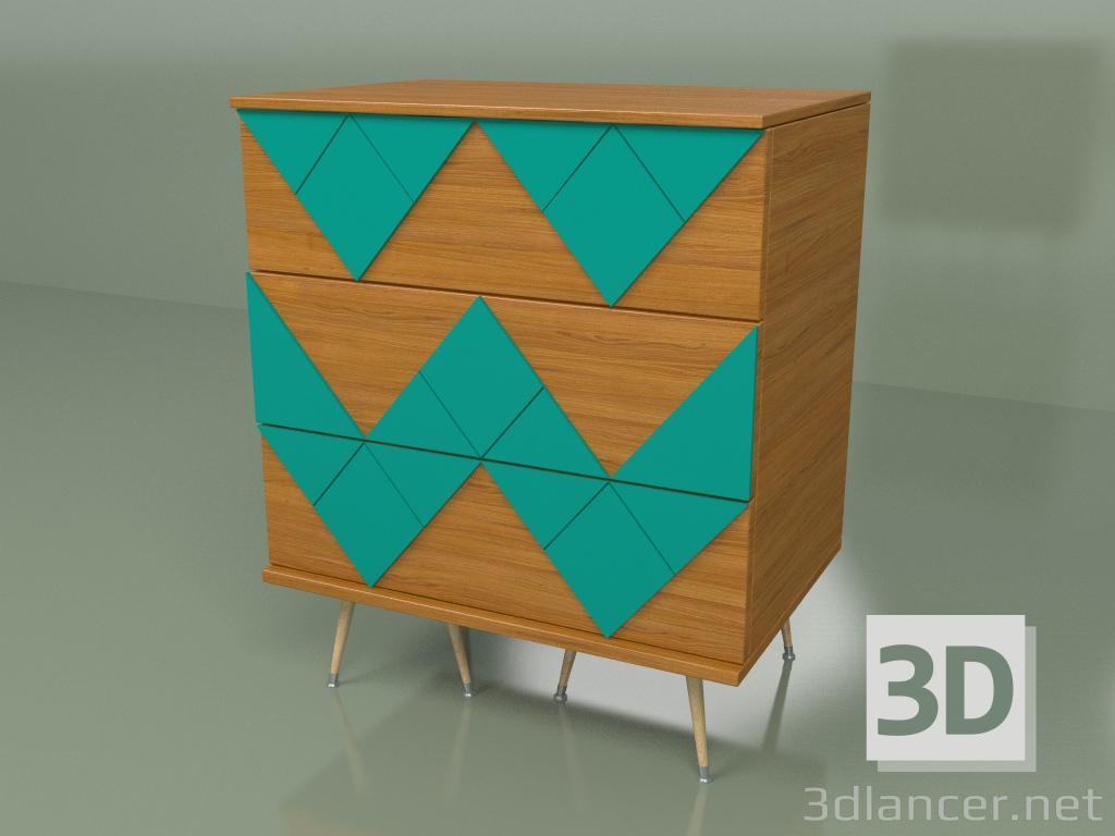 3d model Chest of drawers Lady Woo with a color pattern (turquoise) - preview