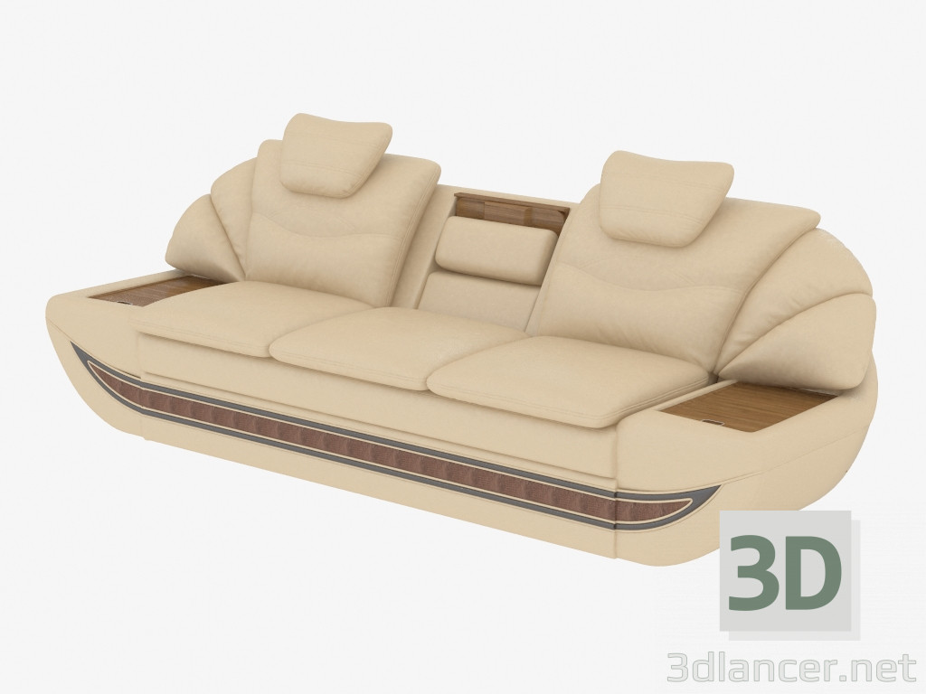 3D Modell Dreifaches Ledersofa mit Tischen - Vorschau