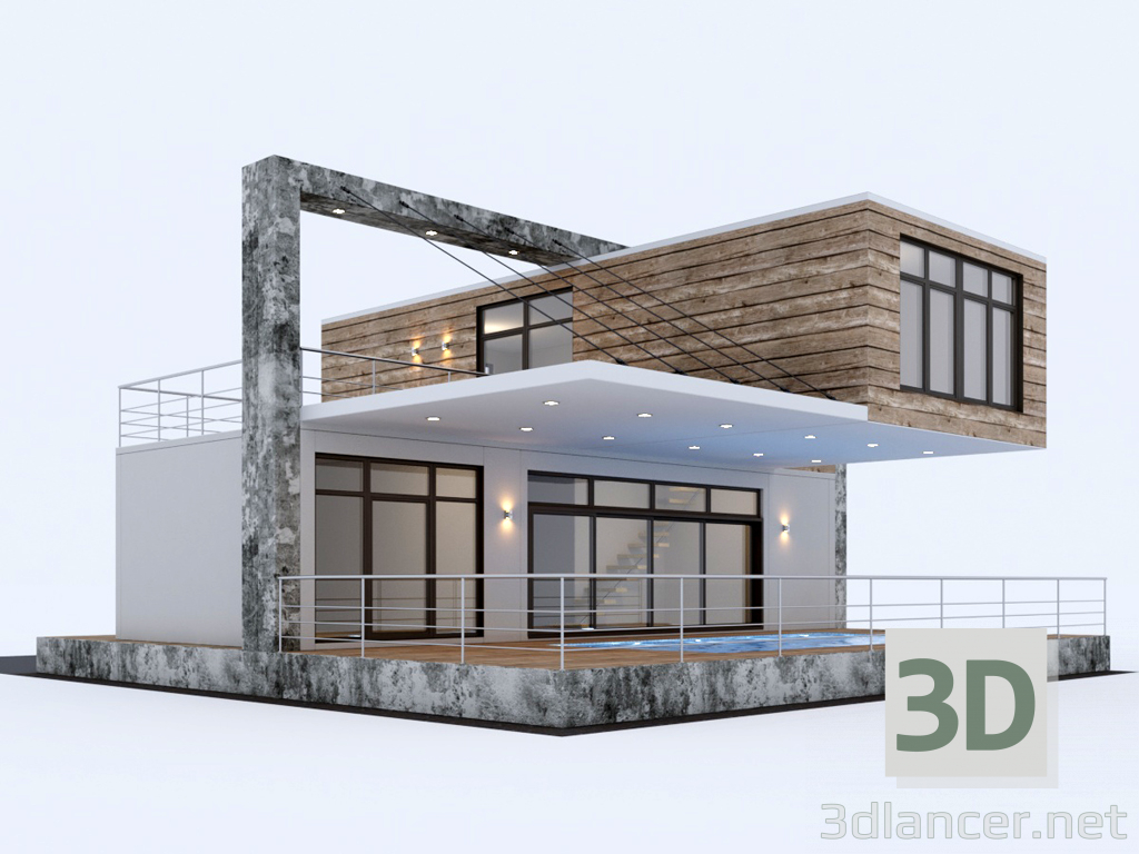 3d Residential house from containers model buy - render