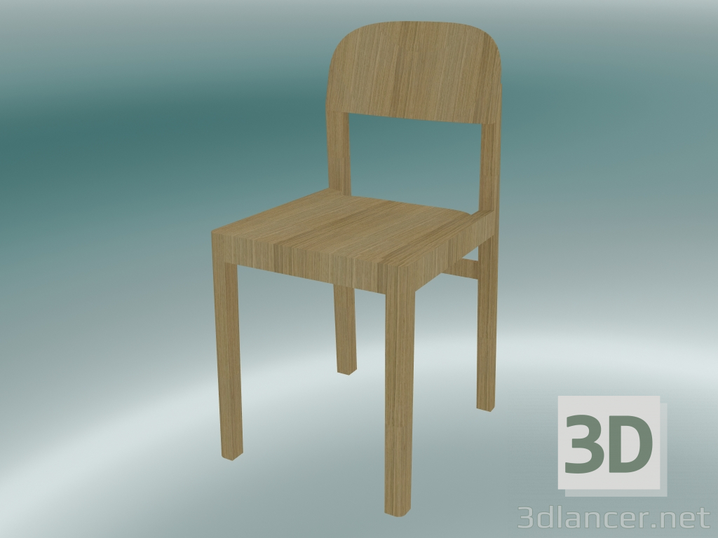 3d model Silla de taller (roble) - vista previa