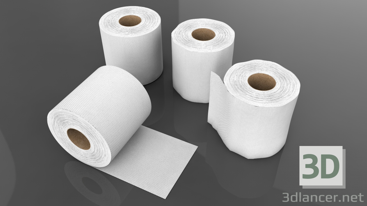 3d 3D Tissue Paper Roll model buy - render