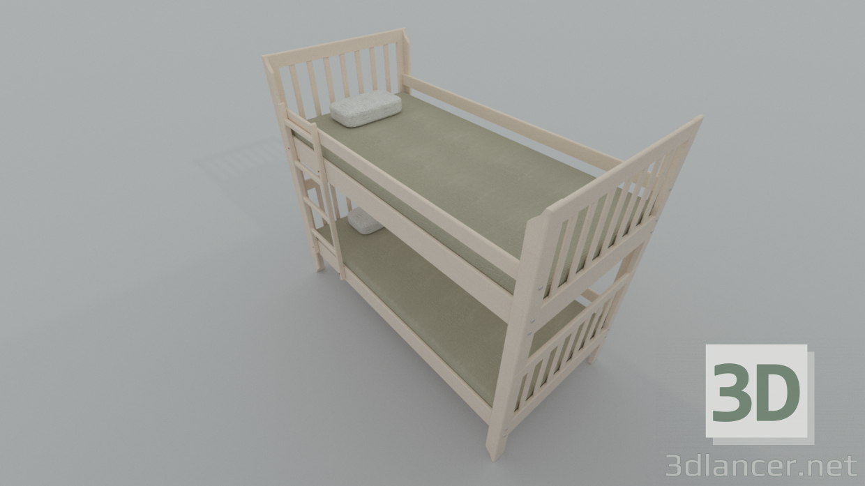 3d Double bed model buy - render