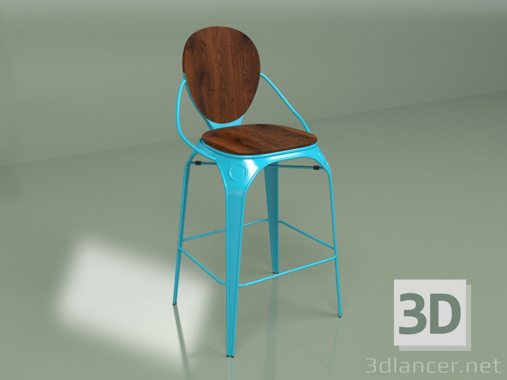 3D modeli Bar taburesi Louis (mavi mat) - önizleme