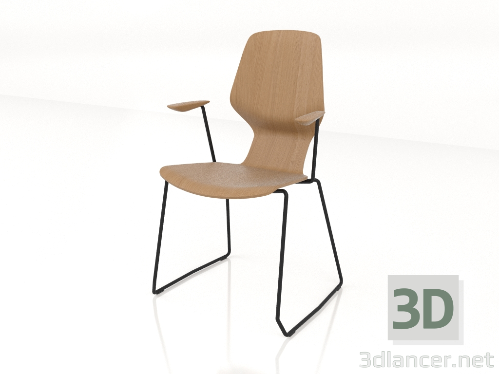 3D modeli Kolçaklı D12 mm kaydıraklı sandalye - önizleme