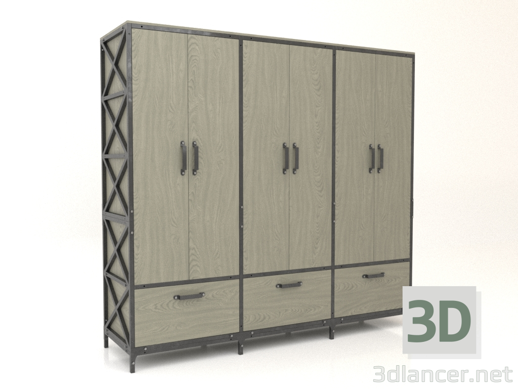 3D Modell Kleiderschrank (3 Abschnitte) - Vorschau