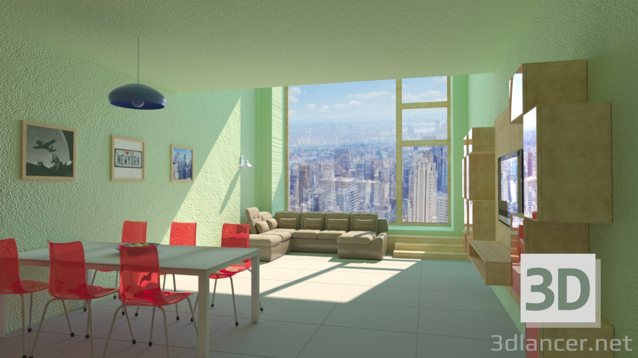 modèle 3D Intérieur d'un appartement à New York - preview