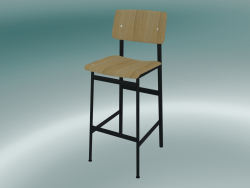 Silla de bar Loft (75 cm, roble, negro)