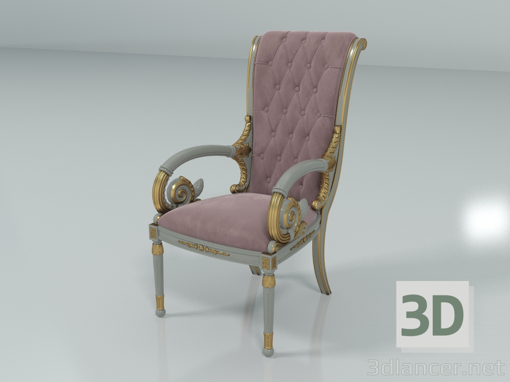 3d model Silla con reposabrazos (art. F19, opción 1) - vista previa