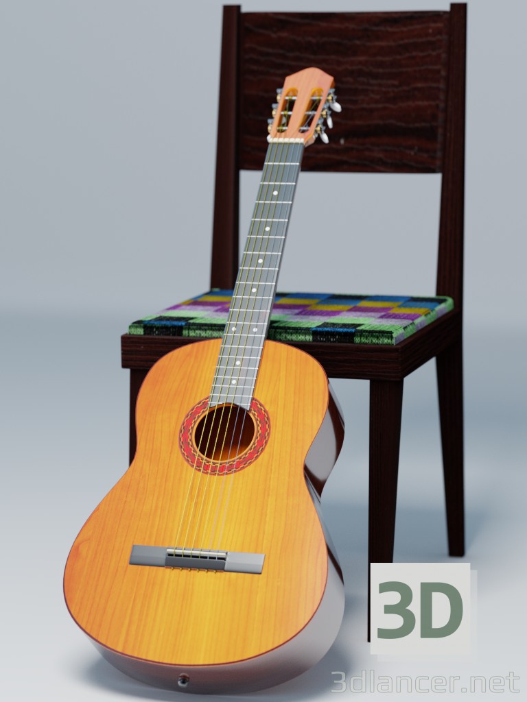 modèle 3D Guitare - preview