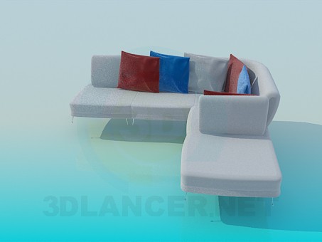 3d model Corner sofa with colorful cushions - preview