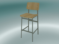 Silla de bar Loft (75 cm, roble, verde polvoriento)