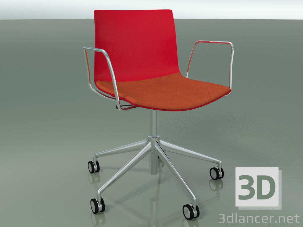 modèle 3D Chaise 0302 (5 roues, avec accoudoirs, LU1, avec coussin d'assise, PO00104) - preview