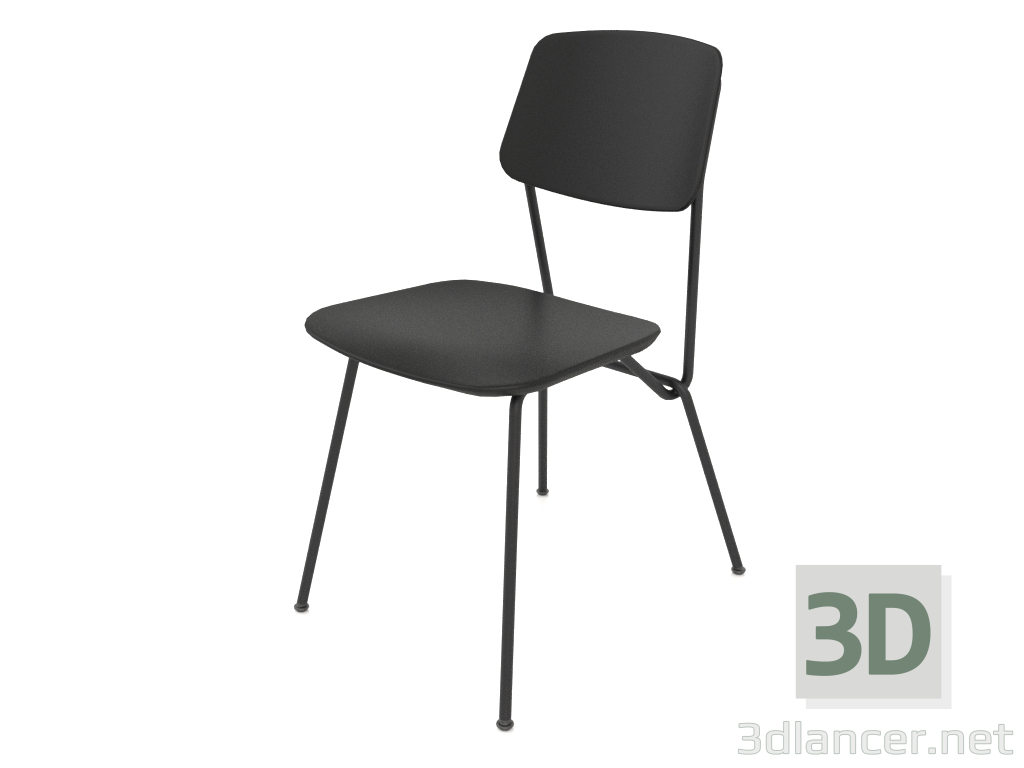 3d model Silla Strain con respaldo de madera contrachapada h81 (contrachapado negro) - vista previa