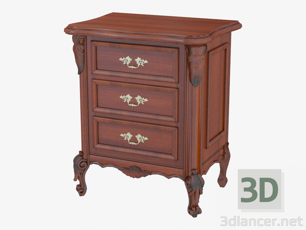 3D Modell Bedside drei Schubladen BN8833 (einen Baum mit einer schwarzen Patina) - Vorschau