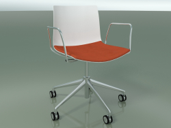 Silla 0302 (5 ruedas, con reposabrazos, LU1, con cojín de asiento, PO00101)