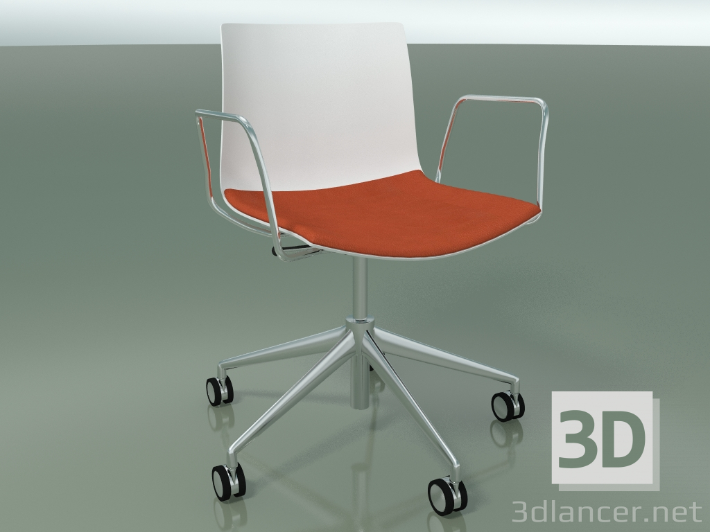 3d model Silla 0302 (5 ruedas, con reposabrazos, LU1, con cojín de asiento, PO00101) - vista previa