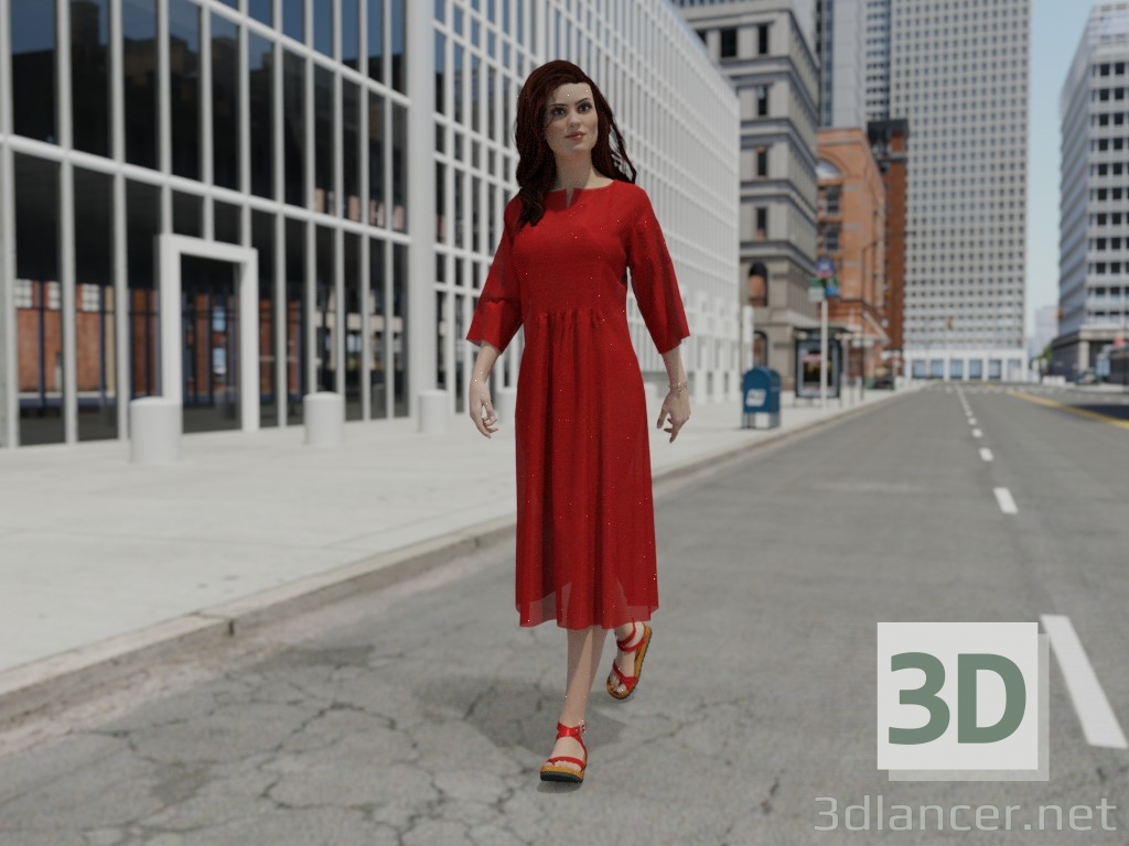 modello 3D di Donna in abito rosso comprare - rendering