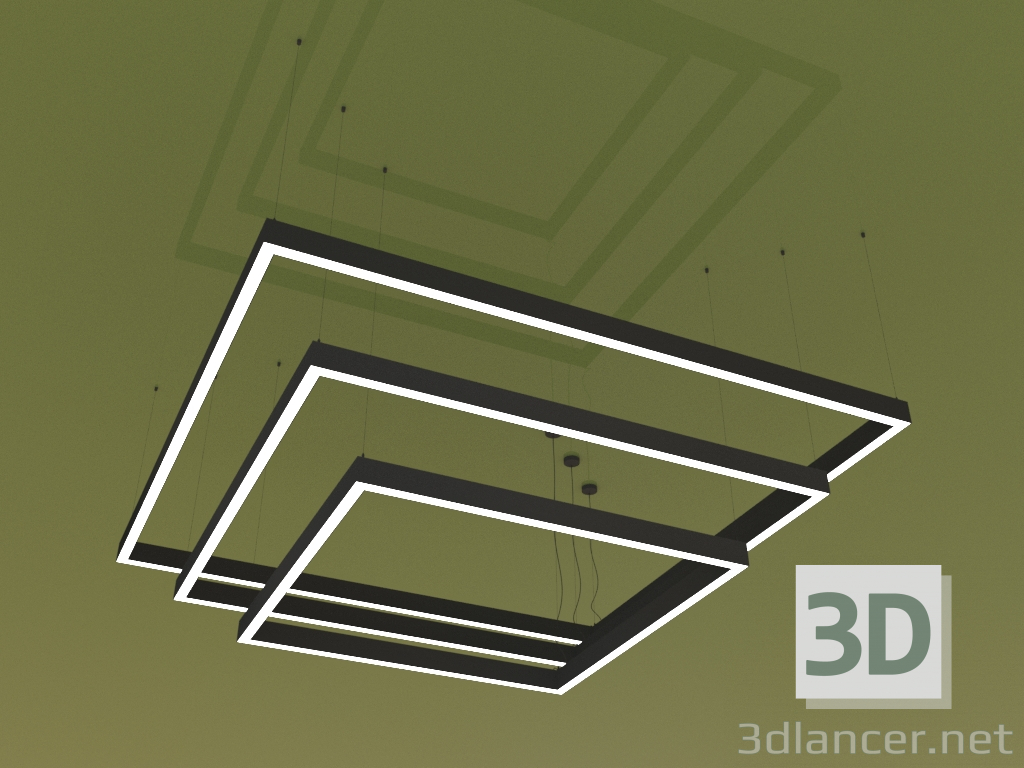 modello 3D Apparecchio KVADRATO TRIO (1850 mm) - anteprima