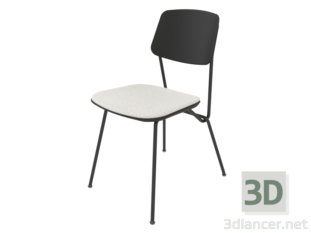 3d model Strain chair with plywood back and seat cushion h81 (black plywood) - preview