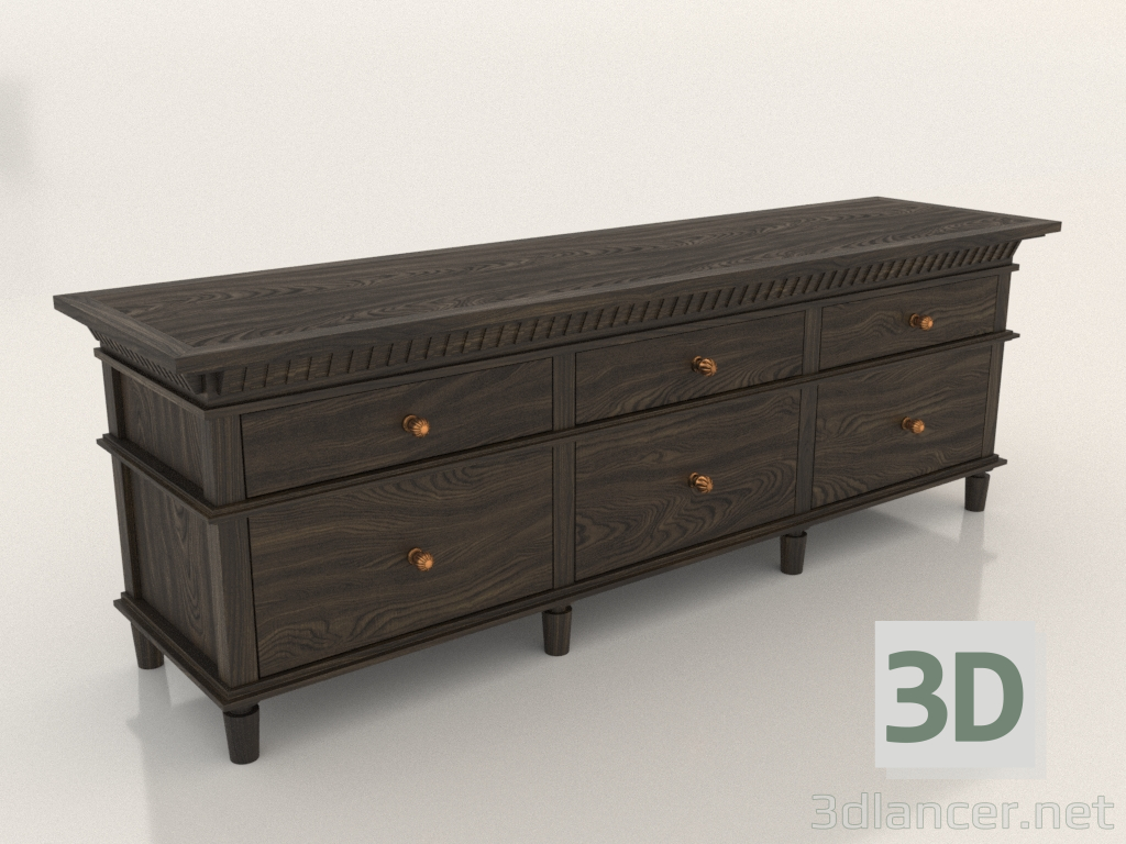 3d model TV console (3 sections) - preview