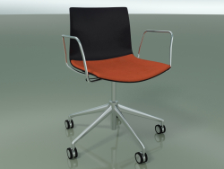 Silla 0302 (5 ruedas, con reposabrazos, LU1, con cojín de asiento, PO00109)