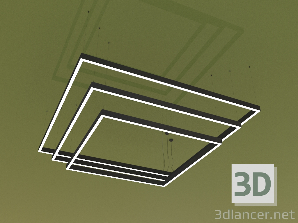 3d model Luminaire KVADRATO TRIO (2205 mm) - preview