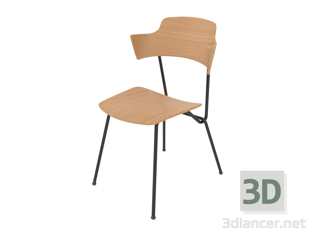 3d model Silla Strain con respaldo y reposabrazos de madera contrachapada h81 - vista previa