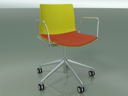 Silla 0302 (5 ruedas, con reposabrazos, LU1, con cojín de asiento, PO00118)