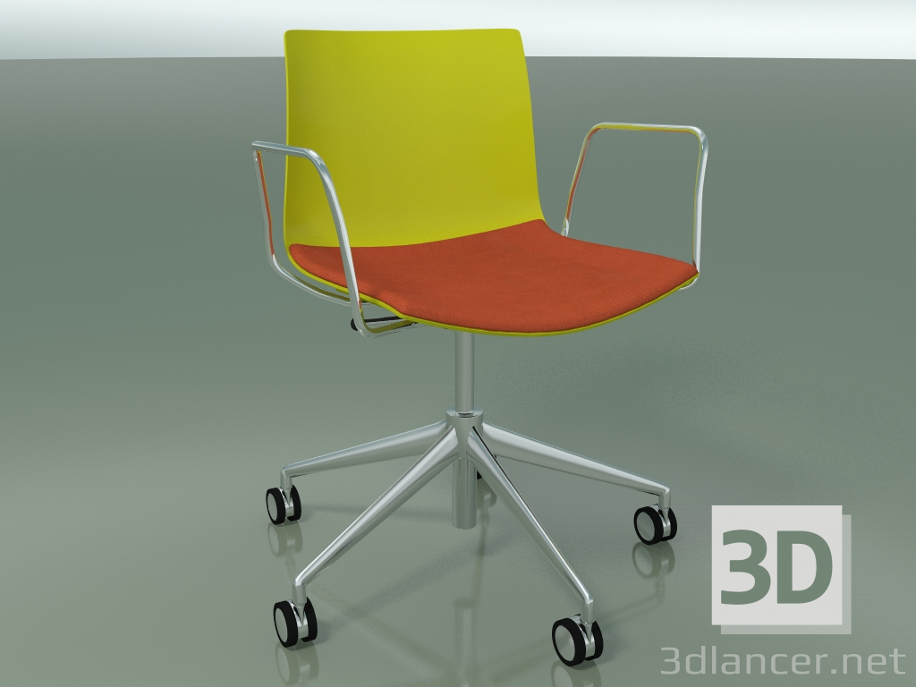 3d model Silla 0302 (5 ruedas, con reposabrazos, LU1, con cojín de asiento, PO00118) - vista previa