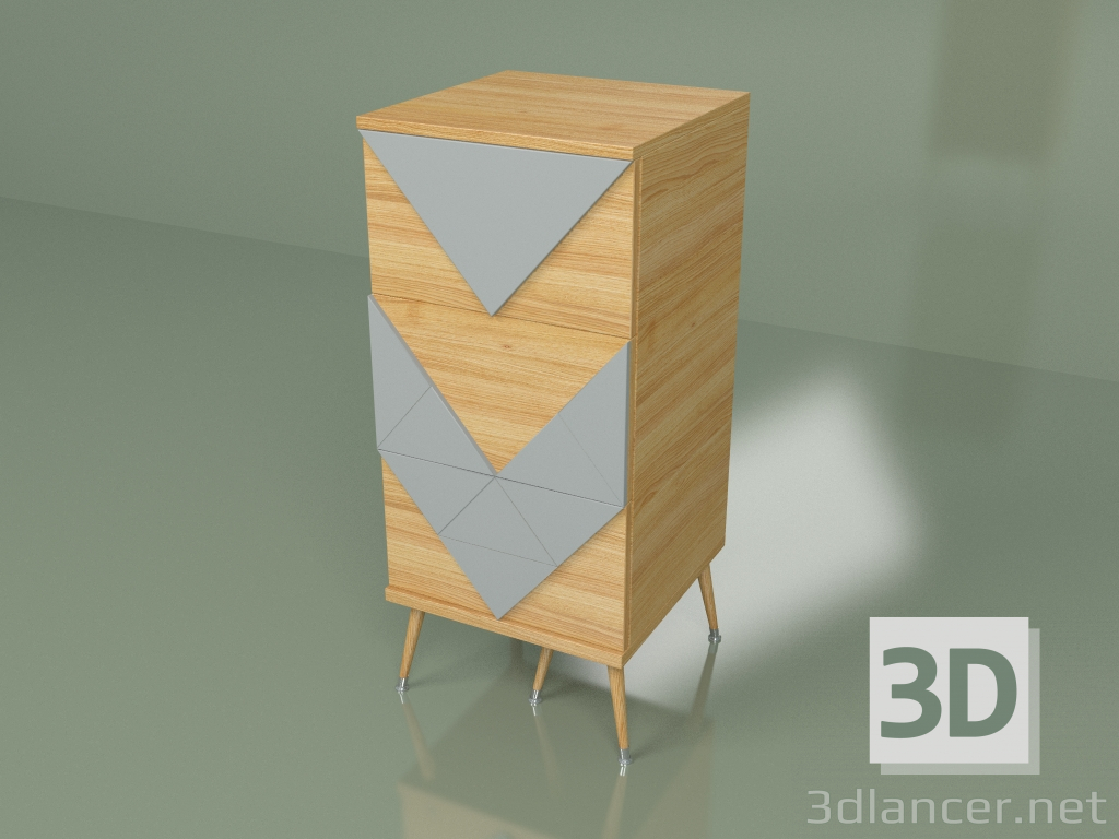 3d model Small chest of drawers Slim Woo (light gray) - preview