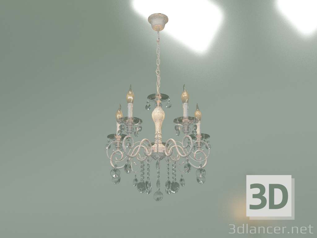 Modelo 3d Candelabro pingente Ravenna 10104-5 (branco com cristal dourado) - preview