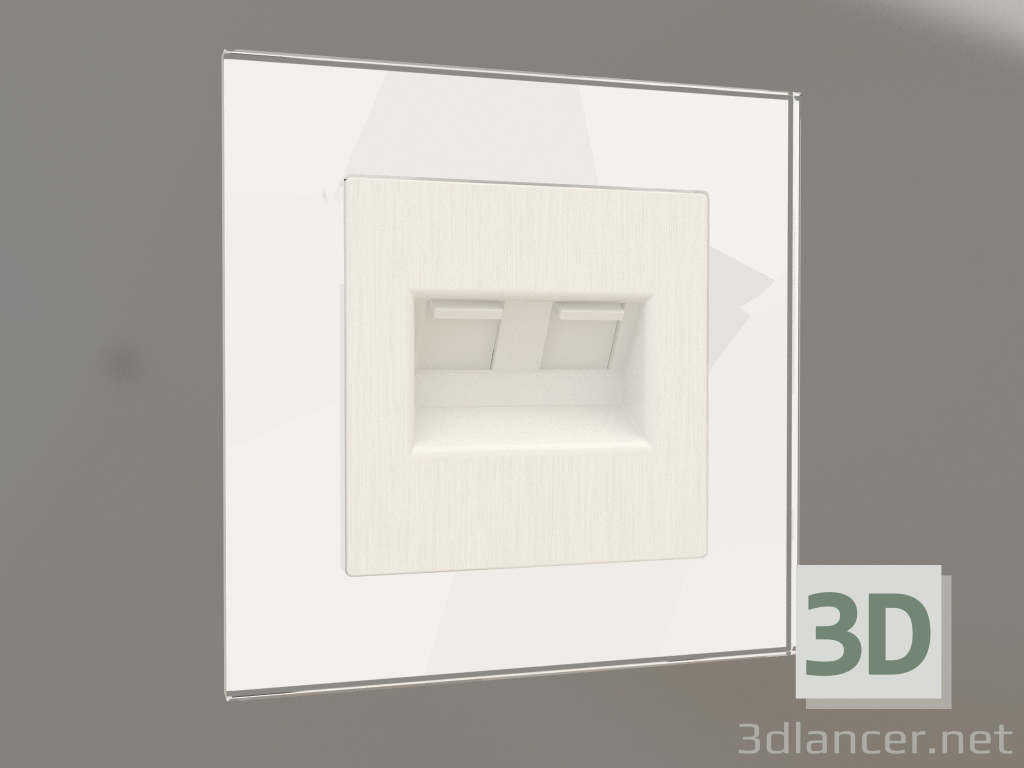 modello 3D Doppia presa Ethernet RJ-45 (perla ondulata) - anteprima