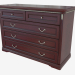 3d model Chest of drawers with five (1276x870x495) - preview