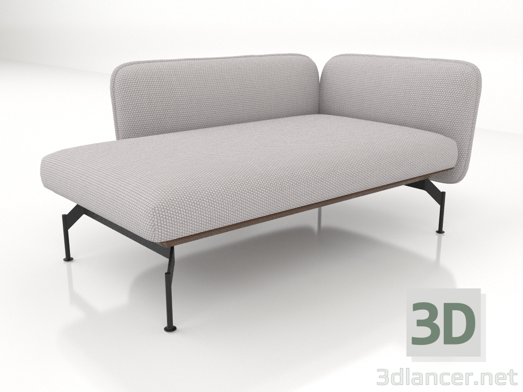 3d model Chaise longue 125 con reposabrazos 110 a la izquierda (tapizado de piel en el exterior) - vista previa