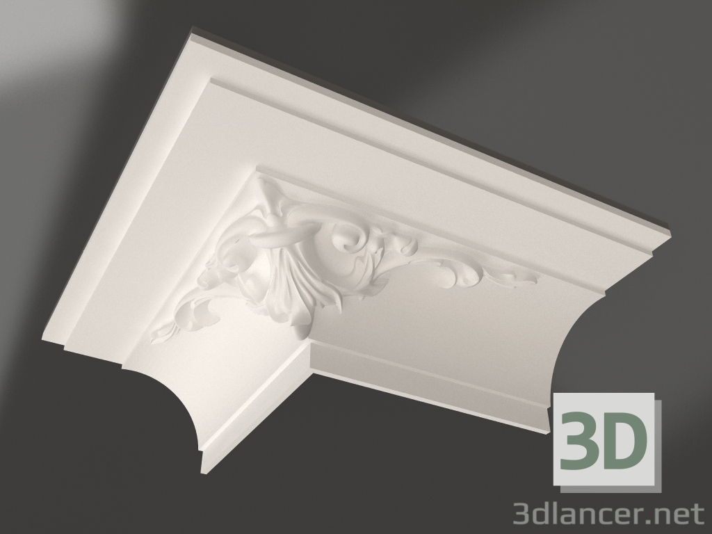 3d model Cornisa de techo con moldura de yeso KLU 031 1 (130x217x280x280) - vista previa