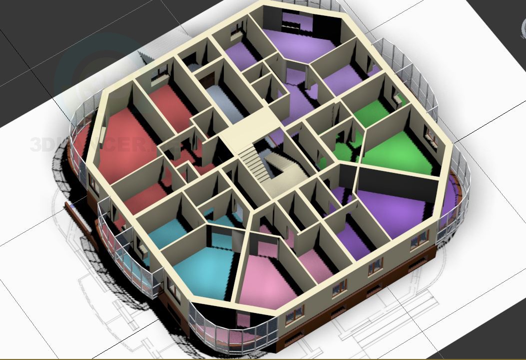 3d model casa de 3 plantas - vista previa