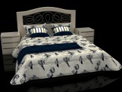 Cama de casal de estilo de mar com cabeceira Mobax 5198844