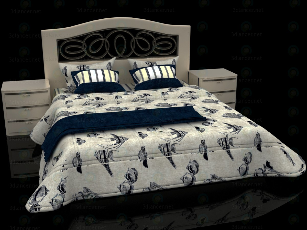 Mar estilo cama de matrimonio con cabecero Mobax 5198844 3D modelo Compro - render