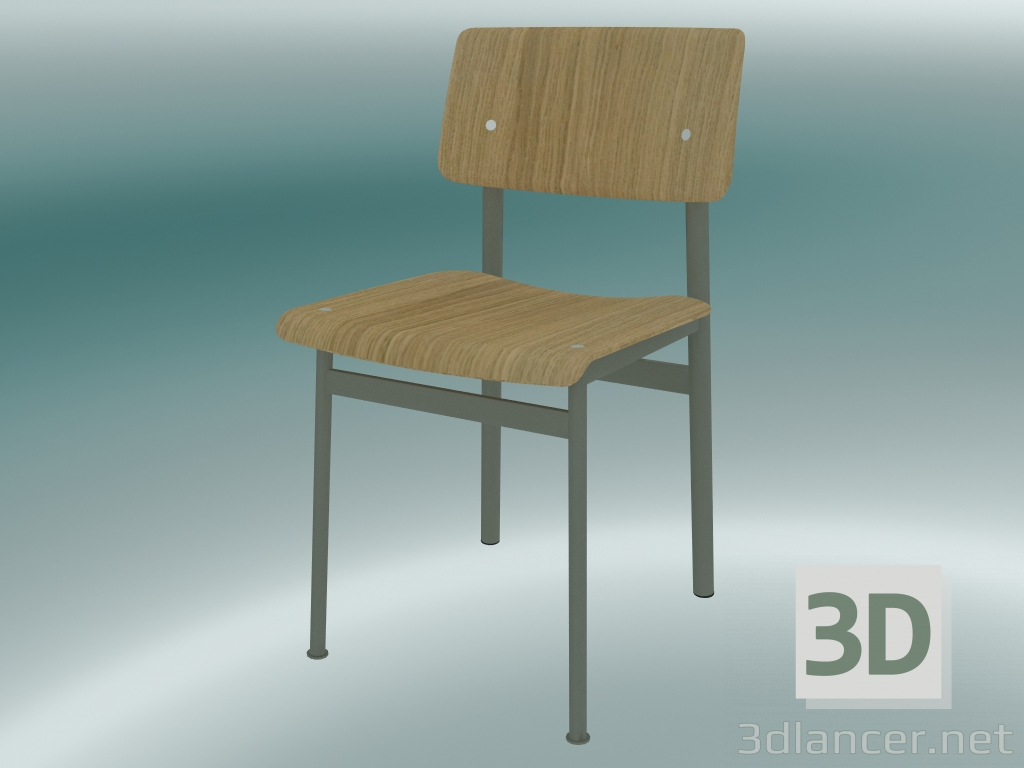 modello 3D Sedia a soppalco (rovere, verde polvere) - anteprima