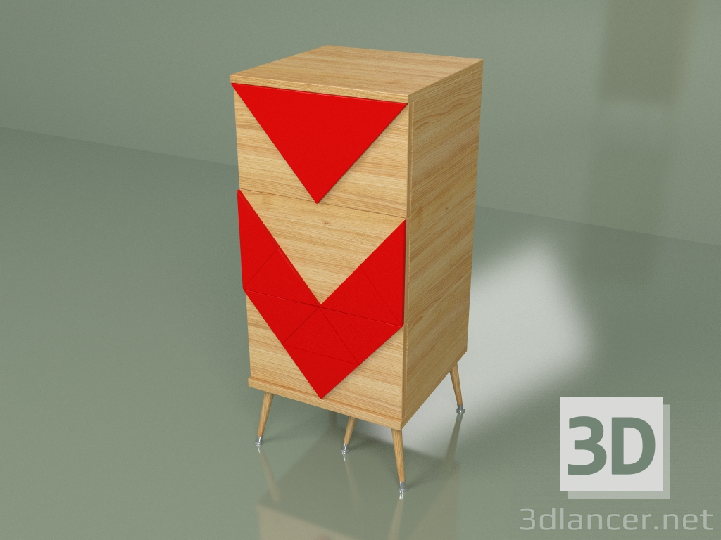 Modelo 3d Cômoda pequena Slim Woo (vermelha) - preview