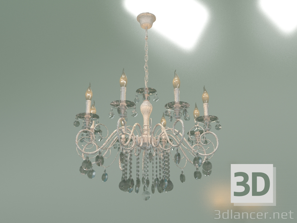 3d model Araña colgante Ravenna 10104-8 (blanco con cristal dorado) - vista previa