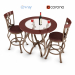 3d 3 Piece Counter Height Matte Brown Bar Stool and Bistro Table Set model buy - render