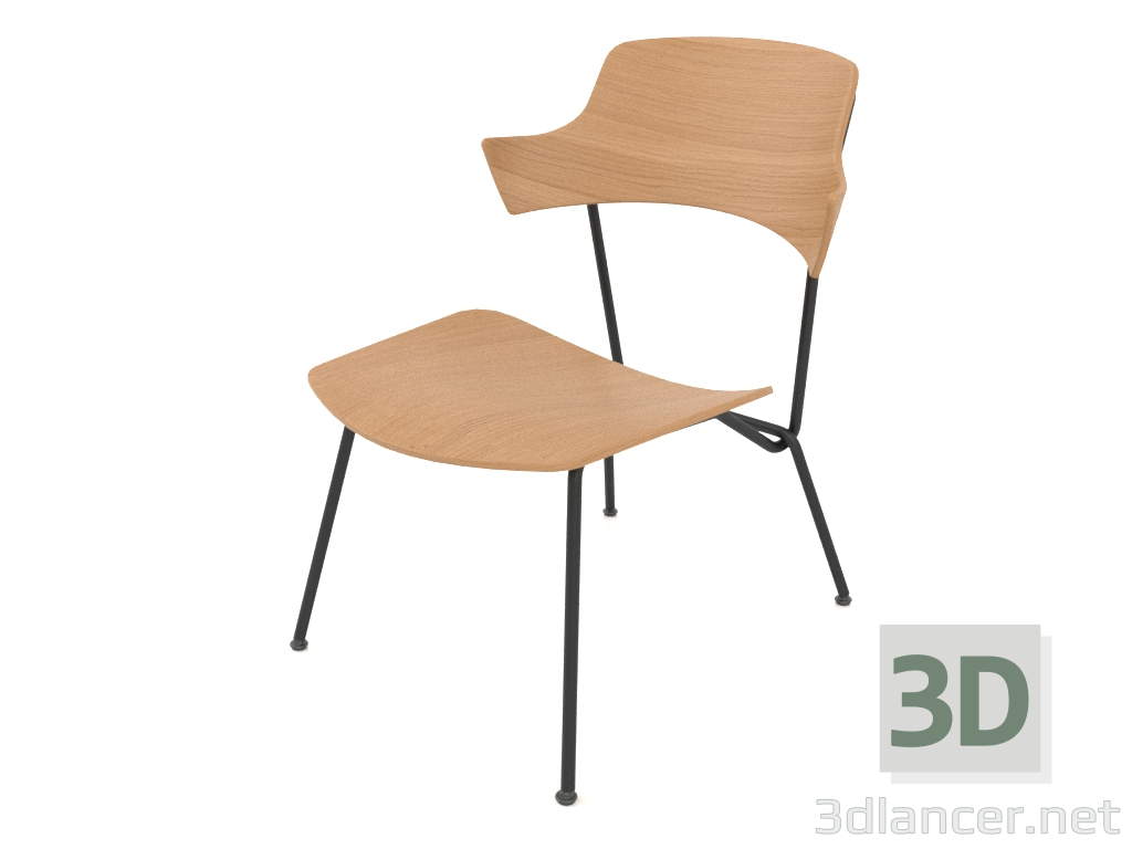 3d model Silla baja Strain con reposabrazos h77 - vista previa