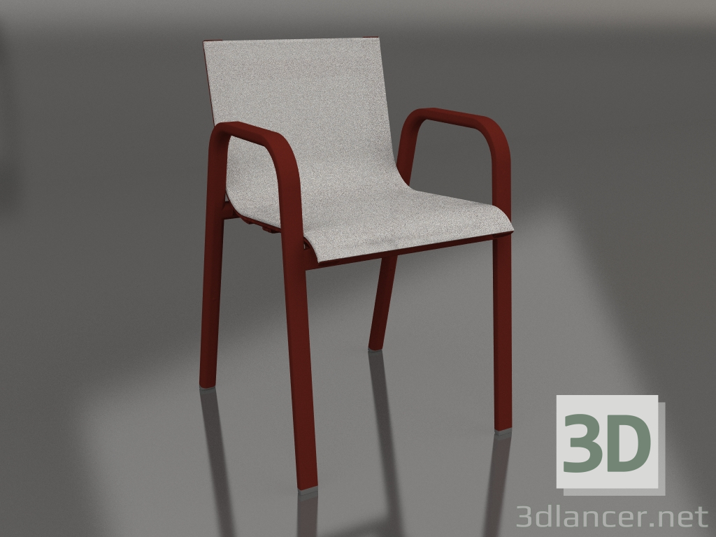 modello 3D Sedia da pranzo (Rosso vino) - anteprima